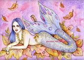 When Leaves Are Falling by Maria Van Bruggen 8"x10" Ceramic Art Tile with recessed hangers for tabletop or wall hanging purposes When Leaves Are Falling by Maria Van Bruggen 8"x10" Ceramic Art Tile with recessed hangers for tabletop or wall hanging purposes
