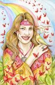 When The Lady Smiles by Maria Van Bruggen 8"x10" Ceramic Art Tile with recessed hangers for tabletop or wall hanging purposes When The Lady Smiles by Maria Van Bruggen 8"x10" Ceramic Art Tile with recessed hangers for tabletop or wall hanging purposes