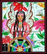 Wildflower Glass Wing Princess by Cindy Thorrington Haggerty   8"x10" Ceramic Art Tile with recessed hangers for tabletop or wall hanging purposes