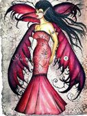 Winter Night Fae Two by Sherri Baldy 8"x10" Ceramic Art Tile with recessed hangers for tabletop or wall hanging purposes Winter Night Fae Two by Sherri Baldy 8"x10" Ceramic Art Tile with recessed hangers for tabletop or wall hanging purposes