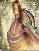 Winter Rose Fairy by Sherri Baldy   8"x10" Ceramic Art Tile with recessed hangers for tabletop or wall hanging purposes