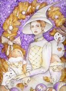 Winter Witch by Maria Van Bruggen  8"x10" Ceramic Art Tile with recessed hangers for tabletop or wall hanging purposes