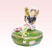 Wise Council Fairy Jeweled Box Enameled Pewter Box Bejeweled w/ Austrian Crystals