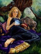 Wise Eyes by Jane Starr Weils   8"x10" Ceramic Art Tile with recessed hangers for tabletop or wall hanging purposes