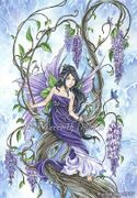 Wisteria Fairy I by Meredith Dillman   8"x10" Ceramic Art Tile with recessed hangers for tabletop or wall hanging purposes