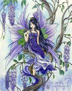 Wisteria Fairy II by Meredith Dillman   8"x10" Ceramic Art Tile with recessed hangers for tabletop or wall hanging purposes