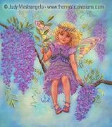 Wisteria Fairy Princess Flight by Judy Mastrangelo  8"x10" Ceramic Art Tile with recessed hangers for tabletop or wall hanging purposes