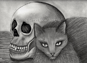 Witch's Cat by Carrie Hawks 8"x10" Ceramic Art Tile with recessed hangers for tabletop or wall hanging purposes Witch's Cat by Carrie Hawks 8"x10" Ceramic Art Tile with recessed hangers for tabletop or wall hanging purposes