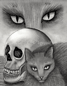 Witch's Cat Eyes by Carrie Hawks 8"x10" Ceramic Art Tile with recessed hangers for tabletop or wall hanging purposes Witch's Cat Eyes by Carrie Hawks 8"x10" Ceramic Art Tile with recessed hangers for tabletop or wall hanging purposes