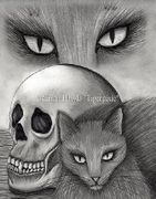 Witch's Cat Eyes by Carrie Hawks   8"x10" Ceramic Art Tile with recessed hangers for tabletop or wall hanging purposes