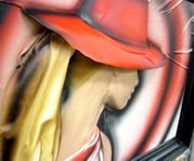 Woman in Red Amazing Leather Painting Picture Artwork