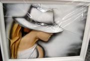 Woman in White Amazing Leather Painting Picture Artwork