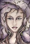 Woodwoman by Jennifer Galasso 8"x10" Ceramic Art Tile with recessed hangers for tabletop or wall hanging purposes Woodwoman by Jennifer Galasso 8"x10" Ceramic Art Tile with recessed hangers for tabletop or wall hanging purposes