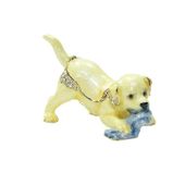 Yellow Labrador Jeweled Box Enameled pewter bejeweled w/ Austrian crystals