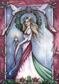 Yuletide Queen by Jennifer Galasso 8"x10" Ceramic Art Tile with recessed hangers for tabletop or wall hanging purposes Yuletide Queen by Jennifer Galasso 8"x10" Ceramic Art Tile with recessed hangers for tabletop or wall hanging purposes