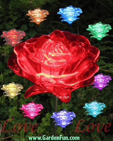 1 Dozen Solar Roses - (LED Color Changing) - Click to enlarge