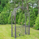10.5ft. Iron Garden Gate w/Floral Embellishments - Antique Bronze
