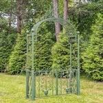 10.5ft. Iron Garden Gate w/Floral Embellishments - Antique Green