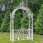 10.5ft. Iron Garden Gate w/Floral Embellishments - Antique White