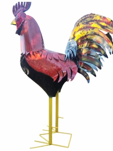 10 Ft. Giant Red Rooster - Recycled Metal - Click to enlarge