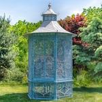 10ft. Asian-Inspired Iron Garden House Dynasty Gazebo - Light Blue