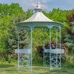 11.6ft. Pagoda Style Iron Gazebo w/Side Planters -  Light Blue