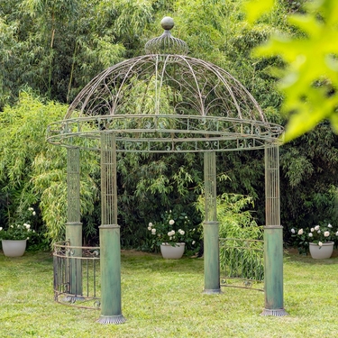 12.5ft. Classic Round Iron Garden Gazebo - Antique Green - Click to enlarge