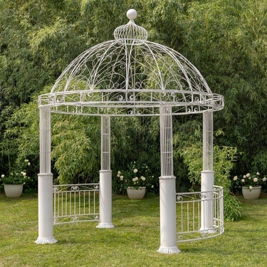 12.5ft. Classic Round Iron Garden Gazebo - Antique White - Click to enlarge