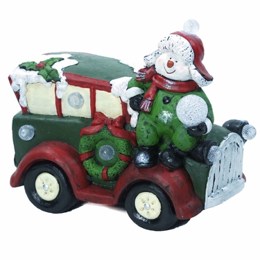 Snowman on Car Statue w/LED Lights - Click to enlarge