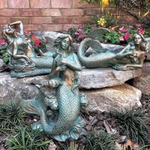 13" Mermaid Statues Decor (Set of 3) - Bronze Patina