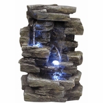 13" Rock Falls Tabletop Fountain w/LED Lights