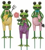 Assorted Metal Frog Garden Stakes (Set of 3)