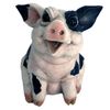 15" Whimsy Pig Statue - Black Spotted