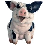 15" Whimsy Pig Statue - Black Spotted