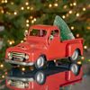 16" Distressed Red Iron Pickup Truck w/Christmas Tree