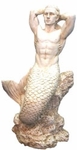16" Merman Statue - Antique White