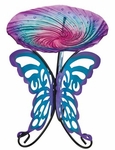 18" Birdbath w/Decorative Stand - Butterfly