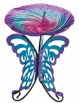 18" Birdbath w/Decorative Stand - Butterfly