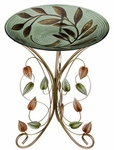 18" Birdbath w/Decorative Stand - Leaves