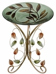 18" Birdbath w/Decorative Stand - Leaves