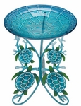 18" Birdbath w/Decorative Stand - Sea Turtles