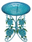 18" Birdbath w/Decorative Stand - Sea Turtles