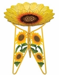 18" Birdbath w/Decorative Stand - Sunflowers