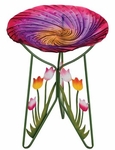 18" Birdbath w/Decorative Stand - Tulips
