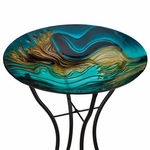 18" Birdbath w/Stand -Swirl Green