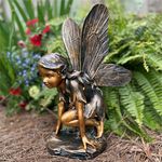 18" Butterfly Garden Fairy - Antique Bronze