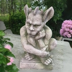 18" Gargoyle Deep Thinker - Moss Grey