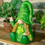 18" Shamrock Garden Gnome - Clover Peace Sign