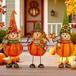 19" Iron Pumpkin Scarecrow Figurines (Set of 3) 19" Iron Pumpkin Scarecrow Figurines (Set of 3)