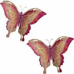 19" Pink Butterfly Wall Decor (Set of 2)